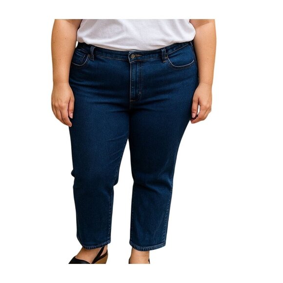 L.L. Bean Denim - L.L. Bean Classic Fit Mid-Rise Denim Jeans Blue Straight Leg 5 Pockets Size 18 R
